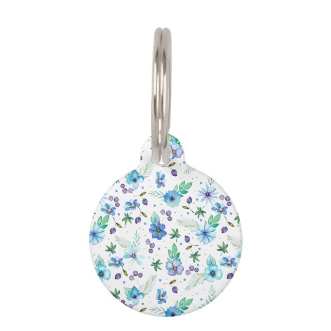 Placa Para Mascotas Rosa azul (Anverso)