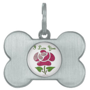 Placa Para Mascotas Rosa de esténcil rosa te amo