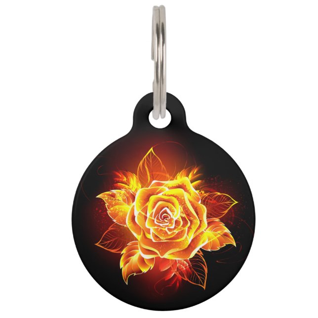 Placa Para Mascotas Rosa de incendios en auge (Anverso)