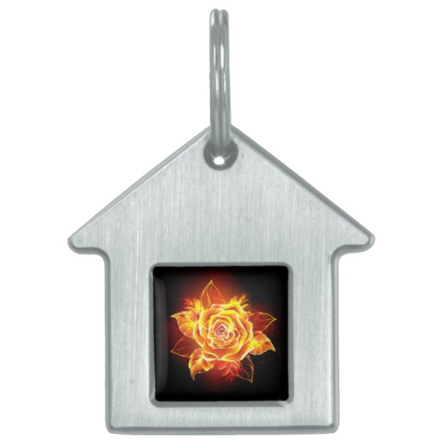 Placa Para Mascotas Rosa de incendios en auge (Frente)