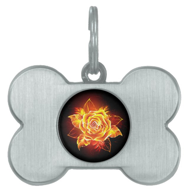 Placa Para Mascotas Rosa de incendios en auge (Frente)