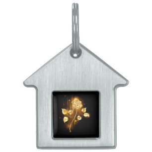 Placa Para Mascotas Rosa de oro (rosa de oro)