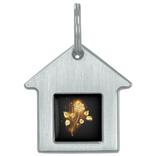 Placa Para Mascotas Rosa de oro (rosa de oro) (Frente)