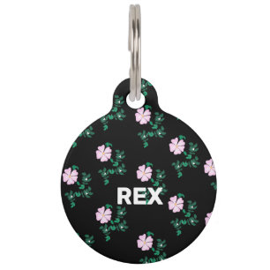 Placa Para Mascotas Rosa de Perro Número de Nombre Personalizado - Ros