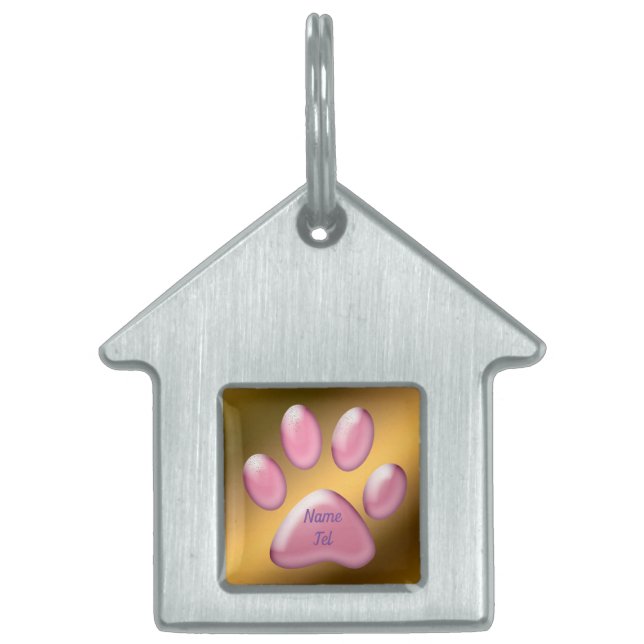 Placa Para Mascotas Rosa dorado (Frente)