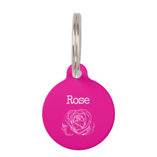 Placa Para Mascotas Rosa Flor Rosa