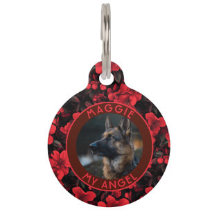 Placa Para Mascotas Rosa floral elegante regalo personalizado de agrad