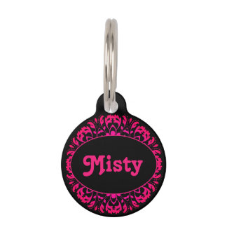 Placa Para Mascotas Rosa giratorio