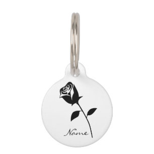 Placa Para Mascotas Rosa negro Valentine Flor Thunder_Cove
