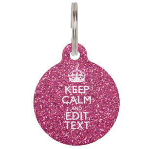 Placa Para Mascotas Rosa personalizado mantener la tranquilidad