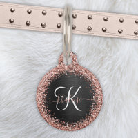 Rosa personalizado Purpurina de oro Monograma de e