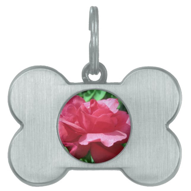 Placa Para Mascotas Rosa Roja (Frente)