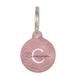 Placa Para Mascotas Rosa Rosa Rosa Oro Cheetah Imprimir Monograma