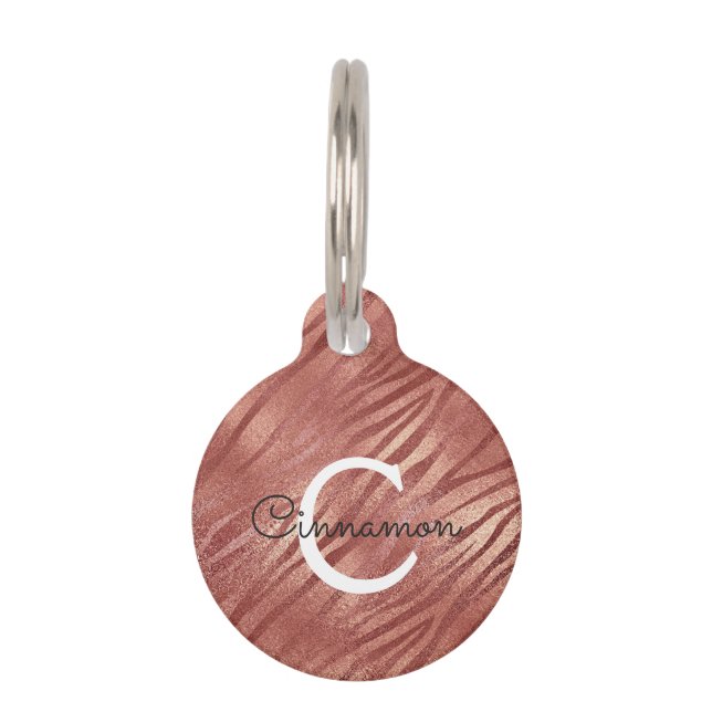 Placa Para Mascotas Rosa Rosa Rosa Rosa del Tigre Oro Imprimir Nombre  (Anverso)