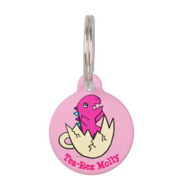 Placa Para Mascotas Rosa Tea-Rex personalizada