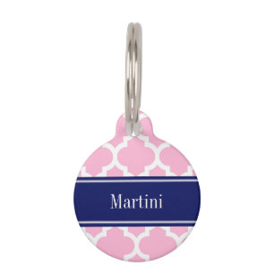 Placa Para Mascotas Rosado Qué Marroquí #5 Marina Azul 5c Nombre Monog