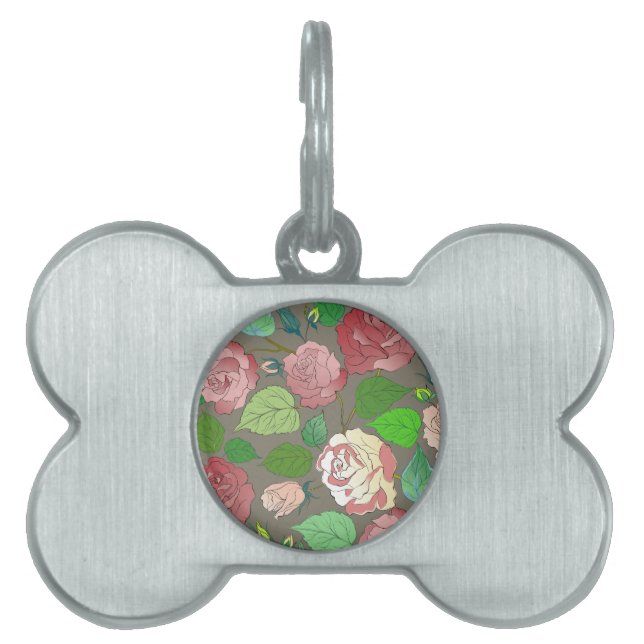 Placa Para Mascotas Rosas 30 (Frente)