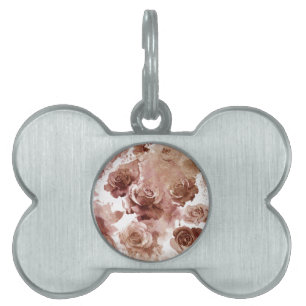 Placa Para Mascotas Rosas acuáticos 3