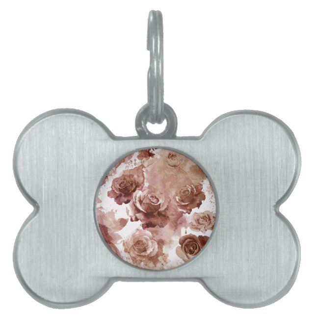 Placa Para Mascotas Rosas acuáticos 3 (Frente)
