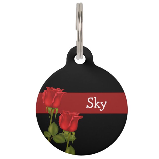 Placa Para Mascotas Rosas rojos (Anverso)