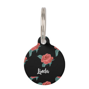 Placa Para Mascotas Rosas rosas rosas negras