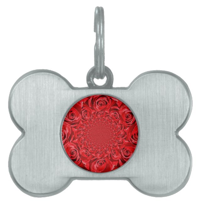 Placa Para Mascotas Roses Rojos Kaleidoscope: Feliz arte de San Valent (Frente)