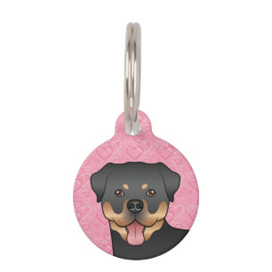 Placa Para Mascotas Rottweiler de color negro y fuego de frente sobre
