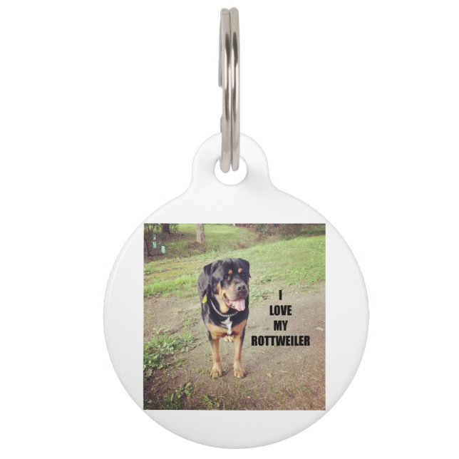Placa Para Mascotas rottweiler love w pic tan (Anverso)