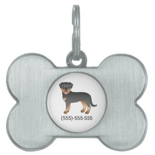 Placa Para Mascotas Rottweiler negro y bronceado perro lindo y número