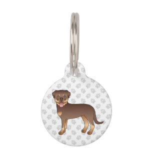 Placa Para Mascotas Rottweiler Rojo Y Canela Perro De Dibujos Animados