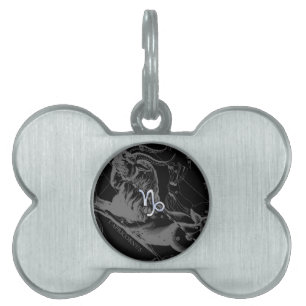 Placa Para Mascotas Rótulo cromado como Capricornio Zodiac en Hevelius