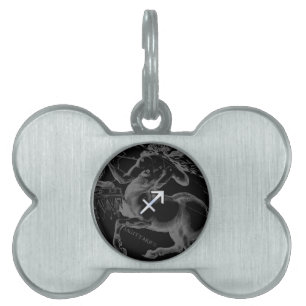 Placa Para Mascotas Rótulo cromado como Sagittarius Zodiac Decoración 