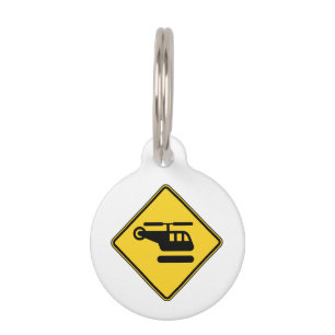 Placa Para Mascotas Rótulo del helicóptero de precaución