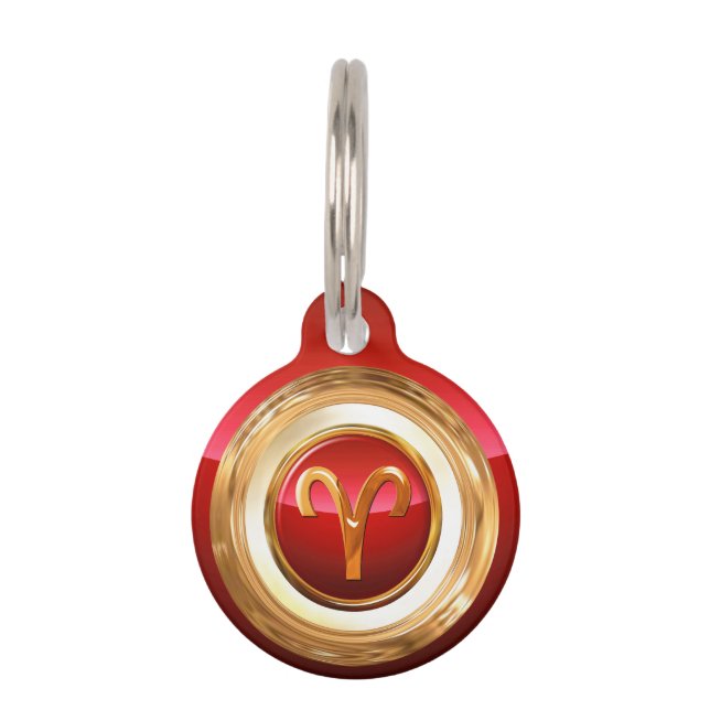 Placa Para Mascotas Rótulo del zodiaco del aries (Anverso)