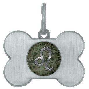 Placa Para Mascotas Rótulo moderno del zodiaco de Leo en Digitaces