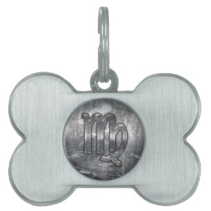 Placa Para Mascotas Rótulo Virgo en estilo angustiado
