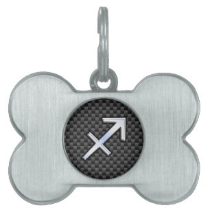Placa Para Mascotas Rótulo Zodiaco Plateado Impresión de fibra de carb