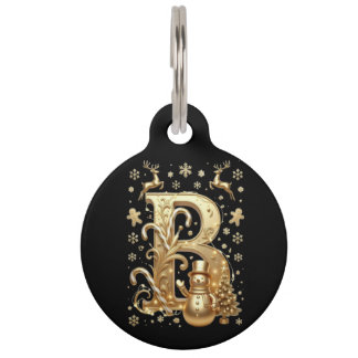 Placa Para Mascotas Royal Gold B Luxury Snowman Round Pet ID Tag