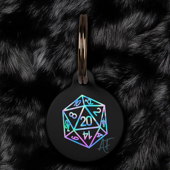 Placa Para Mascotas RPG Crit AF | Holo Fantasy Tabletop PnP Gamer Dice (Subido por el creador)