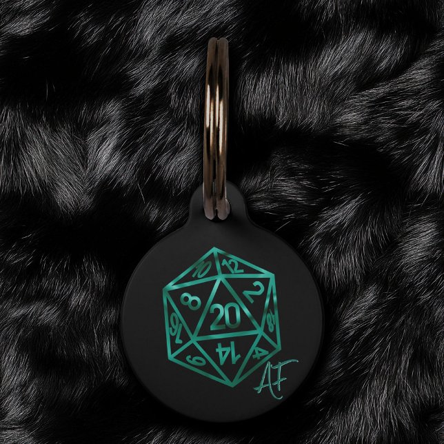 Placa Para Mascotas RPG Crit AF | Verde azulada Fantasy Tabletop PnP G (Subido por el creador)