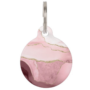 Placa Para Mascotas Rubor Pink agate Personalizado