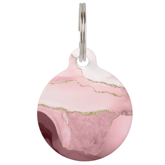 Placa Para Mascotas Rubor Pink agate Personalizado (Anverso)