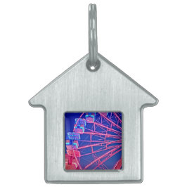 Placa Para Mascotas Rueda de la fortuna azul y rosa