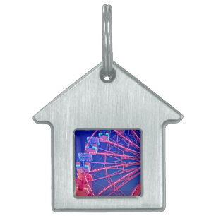 Placa Para Mascotas Rueda de la fortuna azul y rosa