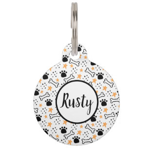 Placa Para Mascotas Rutas de hueso y estrellas