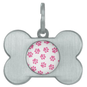 Placa Para Mascotas Rutas de perro, garras de perro, garras rosadas