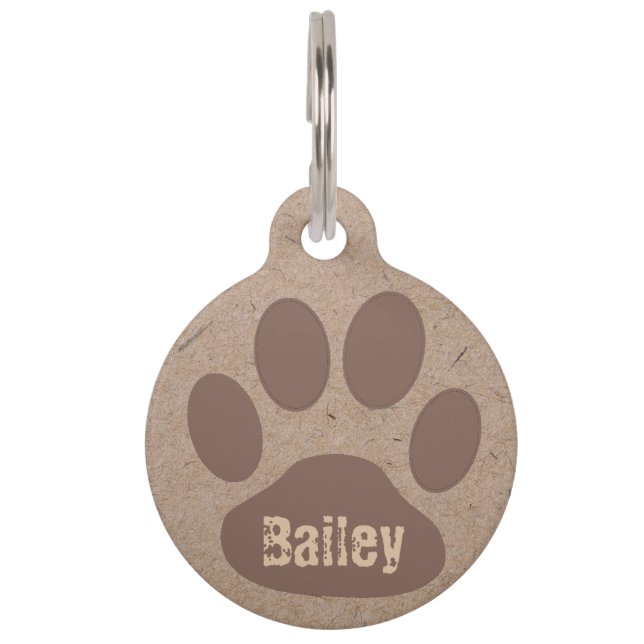 Placa Para Mascotas Rutic Paws personalizado (Anverso)