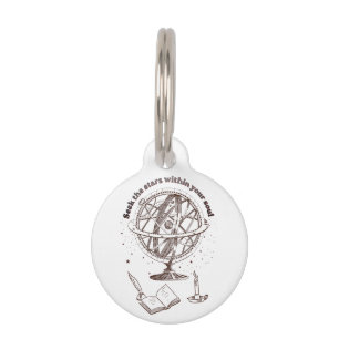Placa Para Mascotas Sabiduría del Alma Celestial Esfera Armilar Vint
