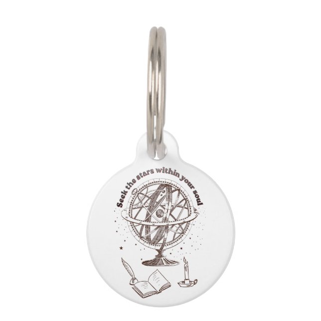 Placa Para Mascotas Sabiduría del Alma Celestial | Esfera Armilar Vint (Anverso)