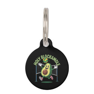 Placa Para Mascotas Sagrado Blockamole Cute Gracioso Voleibol, aguacat